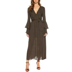 Bardot Loretta Ruffle Sleeve Stripe Maxi Dress L